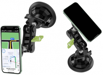 Lanparte Magnetic Mobile Phone Stand / Attaches to Dashboard and Glass / Rotates 360 Degrees