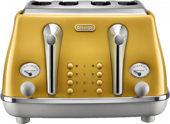 Delonghi Electric Toaster / 6 Different Toasting Settings / 4 Slices / Yellow