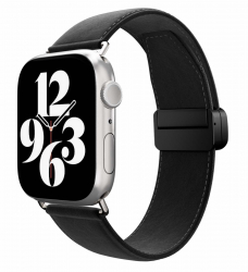 SwitchEasy Apple Watch Classic Strap / Sizes 42 / 44 / 45 / 49 / Black Leather