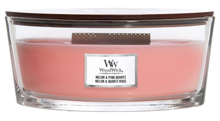 Woodwick Scented Candle / Melon and Pink Quartz / Large 