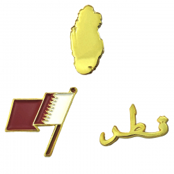 حزمة ستيكرات / ملصقات معدنية / علم + اسم + خريطة قطر