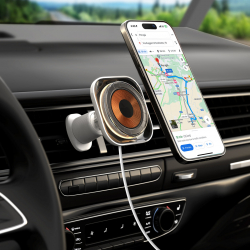 Momax Magnetic Phone Stand / Mounts in Car Air Vent / Wireless Charger / Supports MagSafe