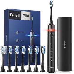 Fairywill P80 Pressure Sensor Electric Toothbrush with 8 Brush Heads
