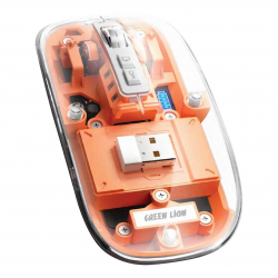 Green Wireless Mouse / Comfortable Design / Battery Powered / Clear Orange
