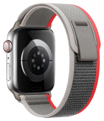 Apple Watch Ultra 974Bands Trail Loop Strap / 49mm / Grey + Red 