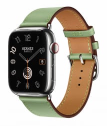 Hermes Edition Apple Watch Series 9 / Single Tour Leather Strap / Vert Criquet / Size 45