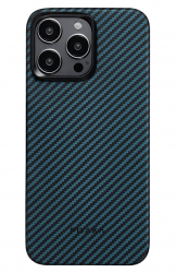 PITAKA Case for iPhone 15 Pro Max / Carbon Fiber / Supports MagSafe / Slim & Light / Black & Blue