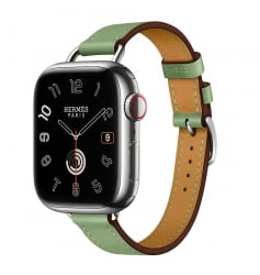 Hermes Edition Apple Watch Series 9 / Single Tour Leather Strap / Vert Criquet / Size 41