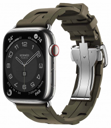 Apple Watch Series 9 / Hermes Edition / Steel With Single Tour Rubber Band / Khaki / Size 45 