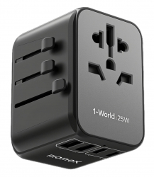 Momax Travel Adapter / With 5 Ports / Universal / 35W Power / Black 