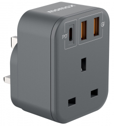 Momax OnePlug Extension Socket with 3X Ports / Black