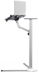 Laptop Floor Stand with Top Round Table / Support Phone & Tablet / Silver