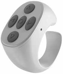 Finger Remote Controller / Ring Shaped / Wireless Bluetooth / Battery Operated / White 