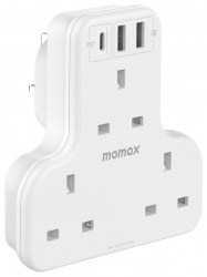 شاحن Momax OnePlug مع 3 مداخل ثلاثية و 3 مداخل USB / فيه مدخل تايب سي PD