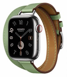 Hermes Edition Apple Watch Series 9 / Double Tour Leather Strap / Vert Criquet / Size 41