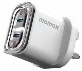 Momax GaN Charger / 35W Power / 2 Type-C Ports / White & Clear Design