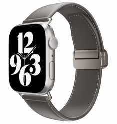 SwitchEasy Apple Watch Classic Strap / Sizes 42 / 44 / 45 / 49 / Gray Leather