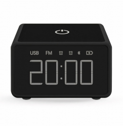 Goui 4 in 1 Digital Table Clock / With Wireless Charger / Speaker + Radio / Black