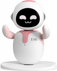 روبوت Eilik اللطيف و الذكي / يتفاعل باللمس / تقدر تلعب معاه Mini Games / وردي 