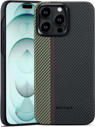 PITAKA Fusion Weaving Carbon Fiber Case for iPhone 15 Pro Max / Supports MagSafe