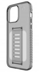 Grip2u Slim Case for iPhone 15 Pro / With Built-In Grip / Slim Version / Transparent Gray