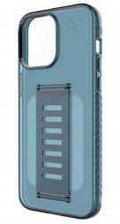 Grip2u Slim Case for iPhone 15 Pro Max / Built-in Grip / Slim Version / Transparent Blue