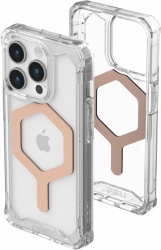 UAG Case for iPhone 15 Pro / Supports MagSafe / Drop Resistant / Clear with Rose Gold