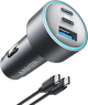 New Anker 535 Car Charger / 67-Watt Power / Charges 3 Devices / Charges Laptops / Gray
