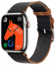 Apple Watch Hermes Series 9 / Steel With Single Tour Twill Band / Black & Brown / Size 41