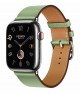 ساعة ابل Hermes الجيل ال 9 / سير جلد لون Vert Criquet / حجم 45 