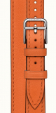 Hermes Apple Watch Band / Steel with Double Tour Orange Leather / Size 40 & 41