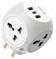 Green Travel Adapter / 4 AC Outlets + 2 USB + 1 Type-C Ports / 3250W Power