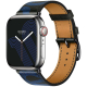 Apple Watch Series 7 Hermes Edition / 41 mm / Noir Bleu Electrique Leather Band