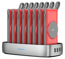 WST 8-in-1 Power Bank Station / Each Battery is 10,000 mAh / Supports Wireless Charging / Red