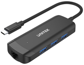 وصلة Unitek تعطيك 3 مداخل USB 3.0 مع مدخل ethernet / مدخلها الاساسي USB تايب سي