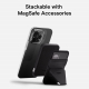 حزمة ستاند موفت المغناطيسي للجوال مع بطارية موفت المغناطيسية / يدعم MagSafe / جلد كحلي