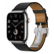 Hermes Edition Apple Watch Series 9 / Single Tour Leather Strap / Space Black / Size 45