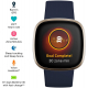 ساعة Fitbit Versa 3 الذكية لتعقب الرياضة والصحة مع حساس قلب / كحلي وذهبي