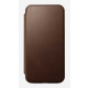كفر Nomad Leather Folio لايفون 15 برو / بوك مدمج / يغطي الشاشة / يدعم MagSafe / جلد بني       