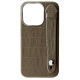 Double A iPhone 14 Pro Leather Case / Qatari Brand / Built in Handle / Elephant Gray
