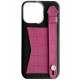 Double A iPhone 14 Pro Max Leather Case / Qatari Brand / Card Holder & Grip / Black & Fuchsia