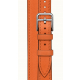 ساعة ابل Hermes الجيل ال 9 / ستيل مع سير دبل تور جلد برتقالي / حجم 41