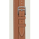 ساعة ابل Hermes الجيل ال 9 / ستيل مع سير دبل تور جلد Gold / حجم 41 