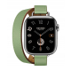 Hermes Edition Apple Watch Series 9 / Double Tour Leather Strap / Vert Criquet / Size 41