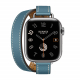Hermes Edition Apple Watch Series 9 / Double Tour Leather Strap / Blue Jean / Size 41