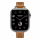 Apple Watch Hermes Series 9 / Steel With Slim Single Tour Leather Band / Color Gold / Size 41