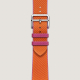 Apple Watch Hermes Series 9 / Steel With Twill Band / Color Orange + Rose Mexico / Size 41