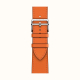 ساعة ابل Hermes الجيل ال 7 / ستيل مع سير جلد برتقالي / حجم 41