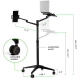 Dual Arm Floor Stand / Support Laptop with Tablet or Phone / All Sizes / Silver