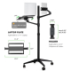 Dual Arm Floor Stand / Support Laptop with Tablet or Phone / All Sizes / Black